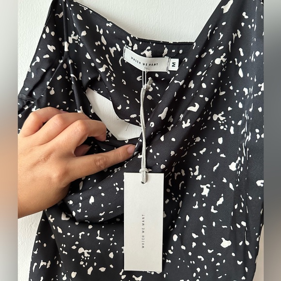 Which We Want black bias-cut satin mini dress with back cutout - Picture 6 of 6